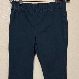 Soft Surroundings dark green casual pull on cotton pants with decoration, size S